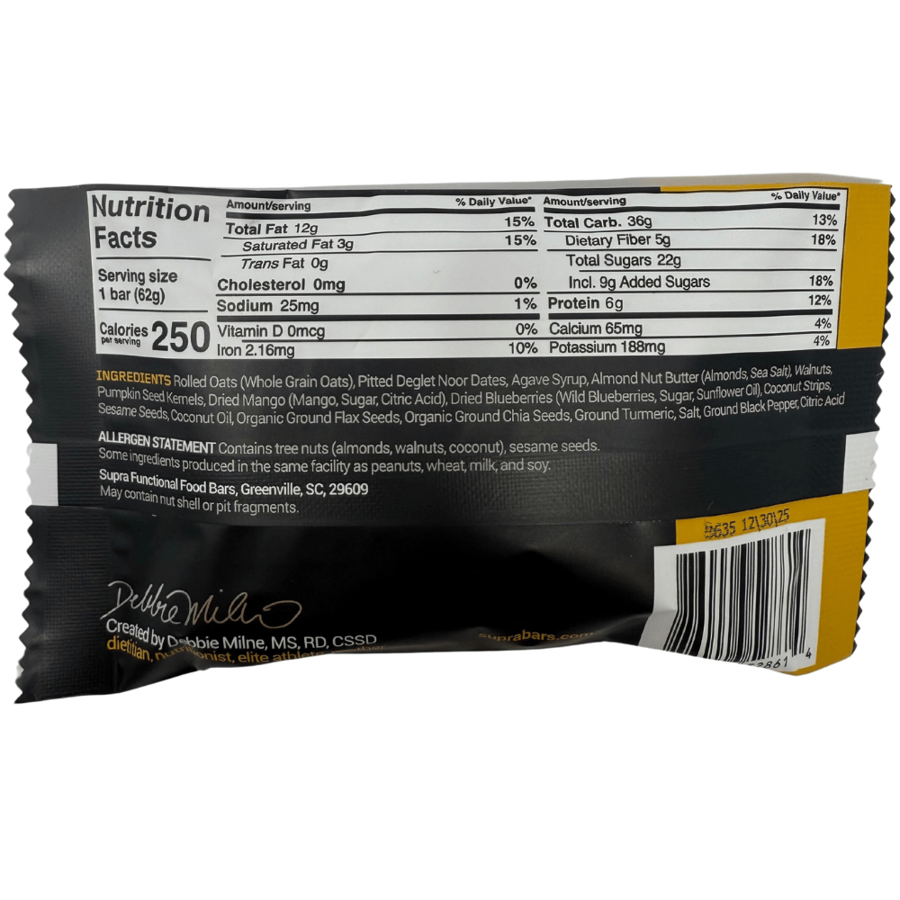 Supra Performance Nutrition Bars - Sweet Turmeric - Fuel Goods