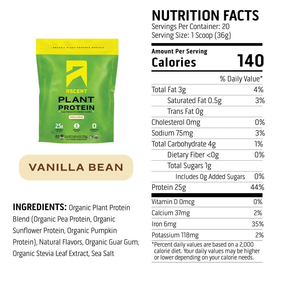 Ascent Plant Protein - Plant Vanilla - Fuel Goods