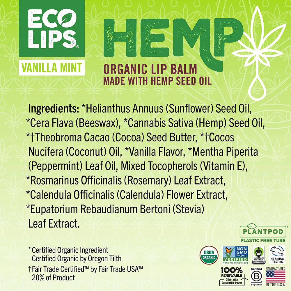 Eco Lips Vanilla Mint Hemp Lip Balm - Fuel Goods