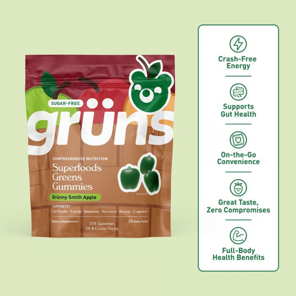 Gruns Superfoods Greens Gummies - Grünny Smith Apple - Fuel Goods