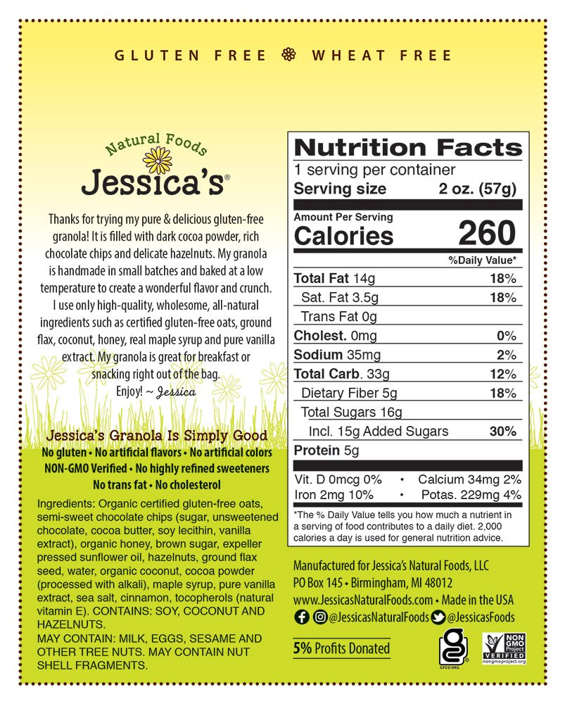 Jessica's Granola Hazelnut Chocolate-2oz - Fuel Goods