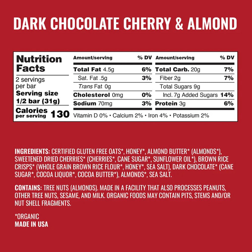 Kate's Real Food Bar - Dark Chocolate Cherry and Almond - Fuel Goods