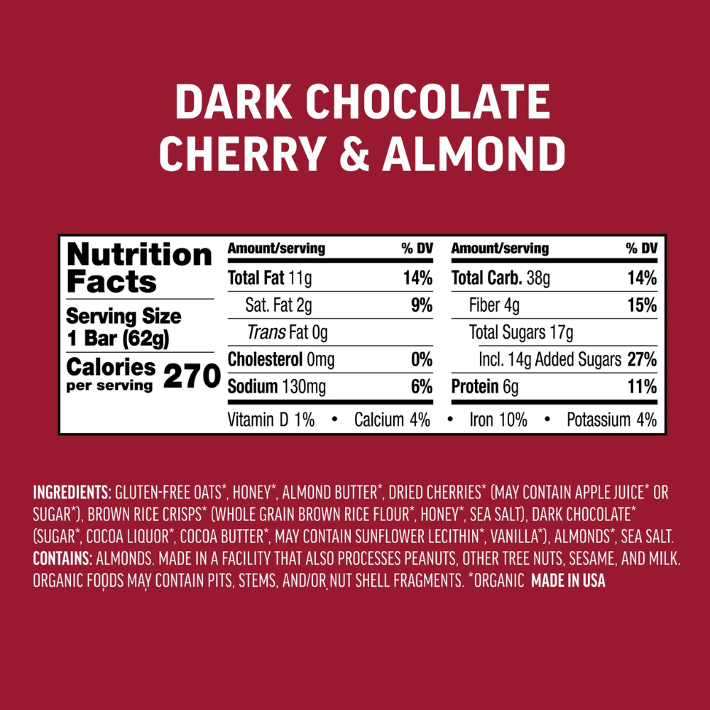 Kate's Real Food Bar - Dark Chocolate Cherry and Almond - Fuel Goods
