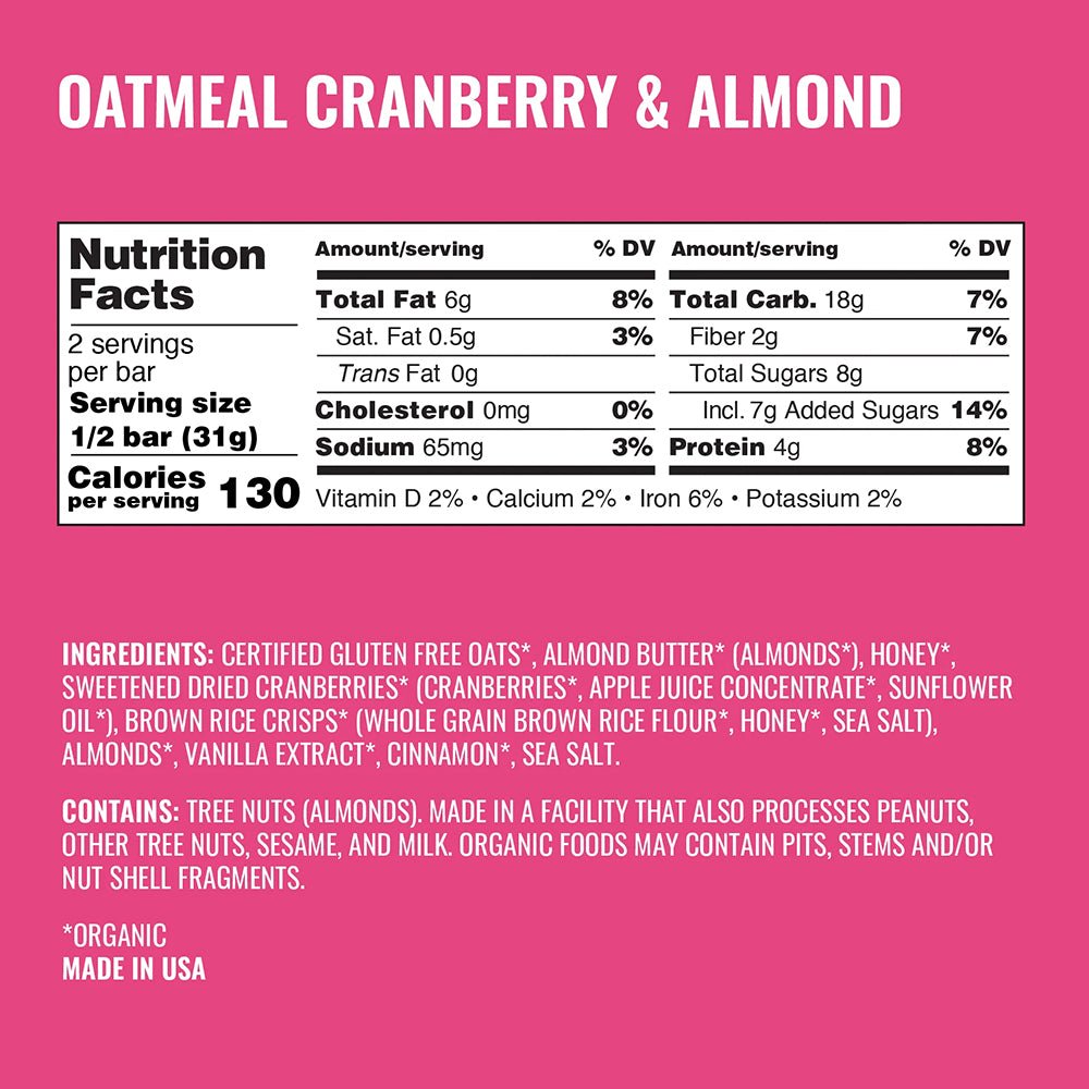 Kate's Real Food Bar - Oatmeal Cranberry Almond - Fuel Goods