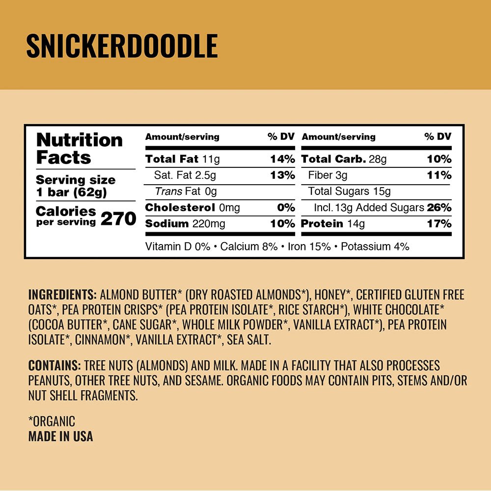 Kate's Real Food Protein Bar - Snickerdoodle – Fuel Goods