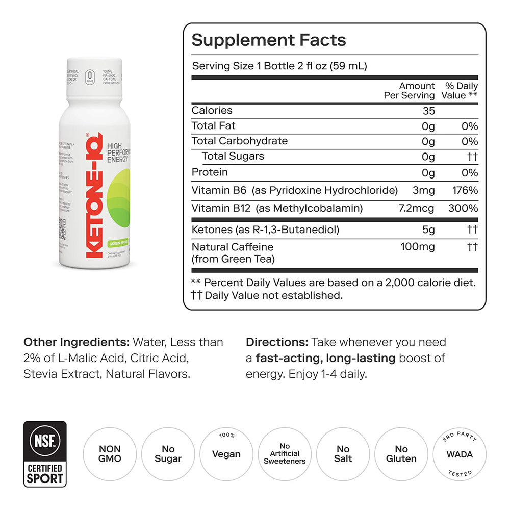 Ketone - IQ™ + Caffeine Green Apple Shot - Fuel Goods