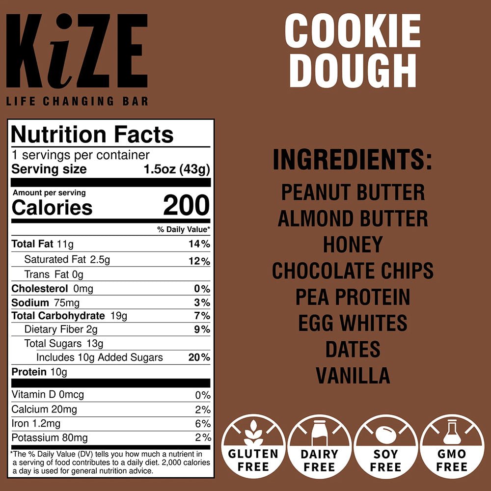 KiZE Bar - Cookie Dough - Fuel Goods