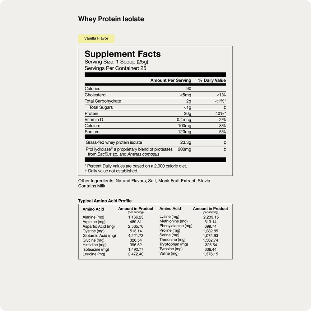 Momentous Grass Fed Whey Protein Isolate - Vanilla - Fuel Goods