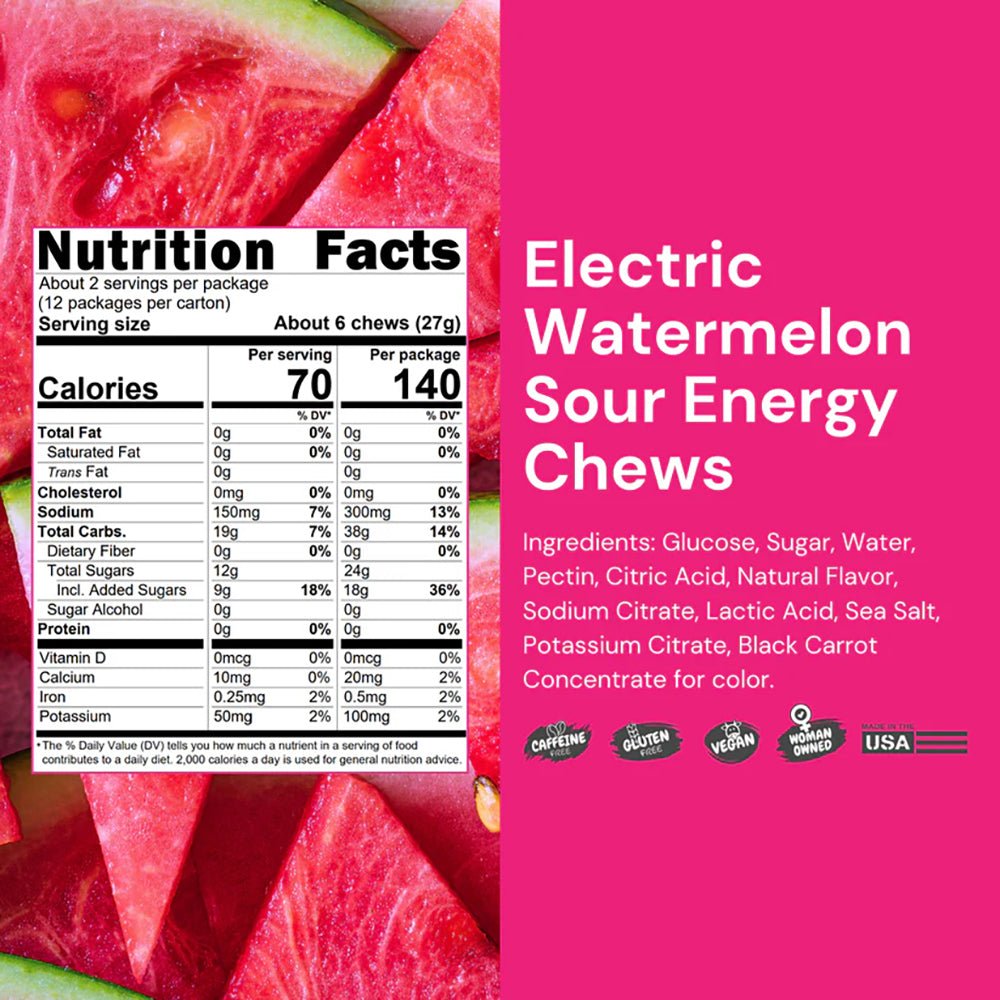 Noogs Sour Energy Chews - Electric Watermelon - Fuel Goods