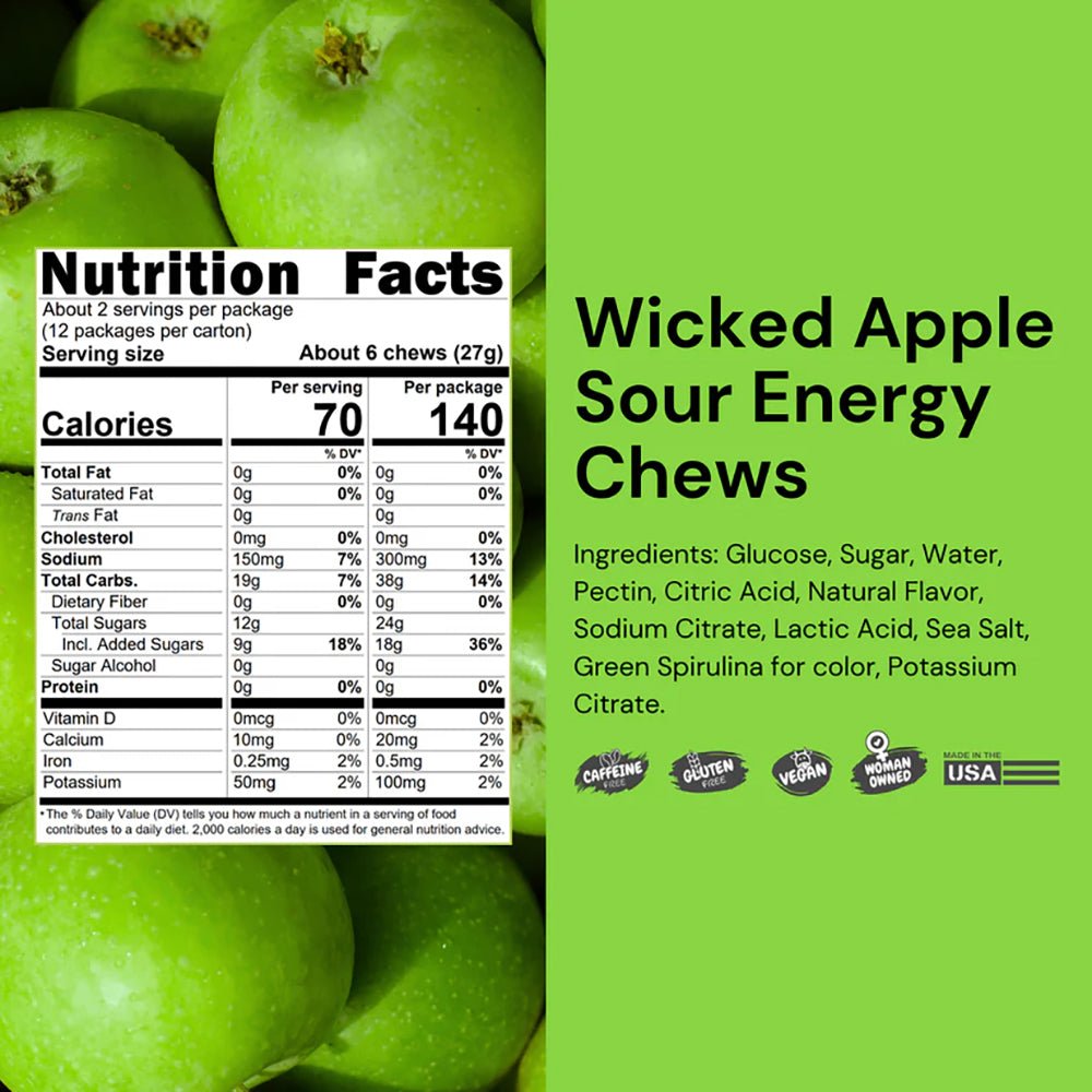 Noogs Sour Energy Chews - Wicked Apple - Fuel Goods