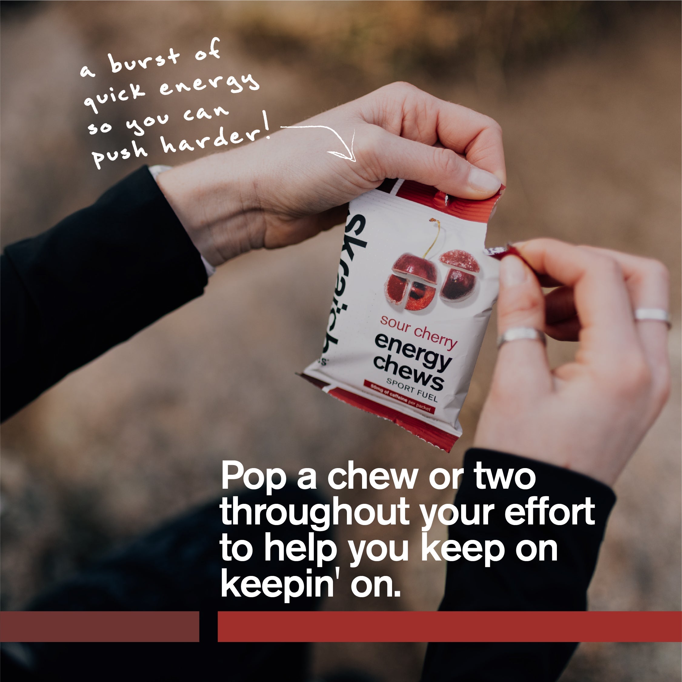 Skratch Labs Energy Chews - Sour Cherry + 50mg caffeine | Fuel Goods