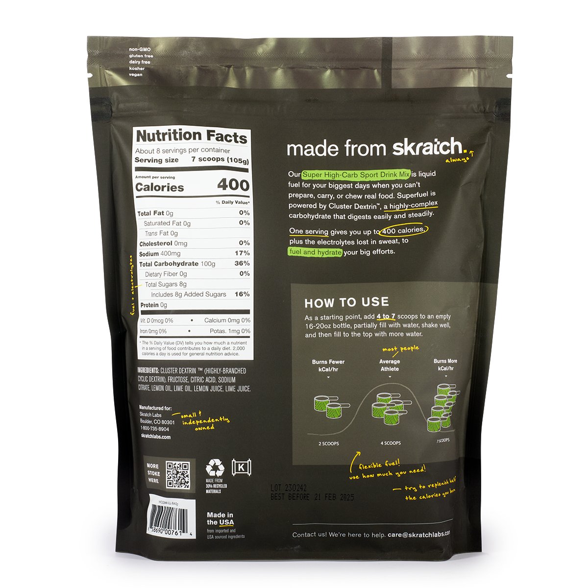 Skratch Labs Super High Carb Sport Drink Mix - Lemon + Lime - Fuel Goods