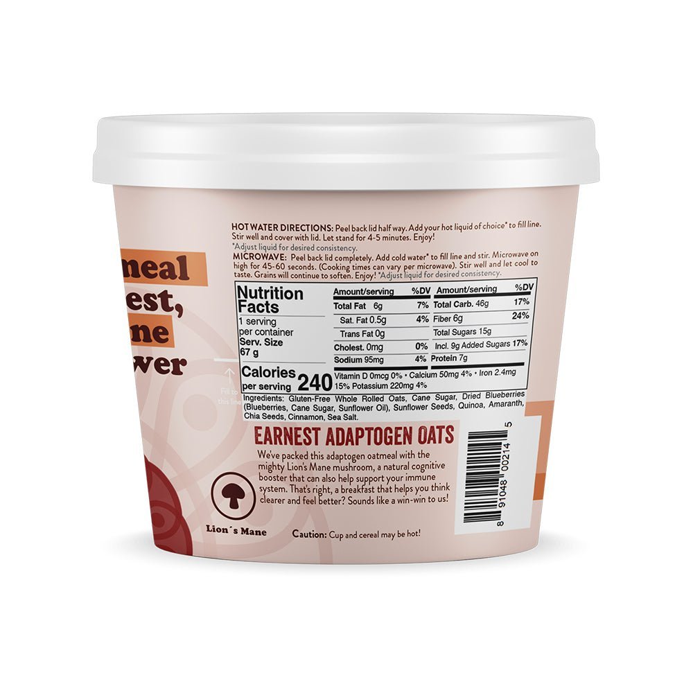 Earnest Eats Superfood Adaptogen Oatmeal Cup - Lion's Mane - Fuel Goods