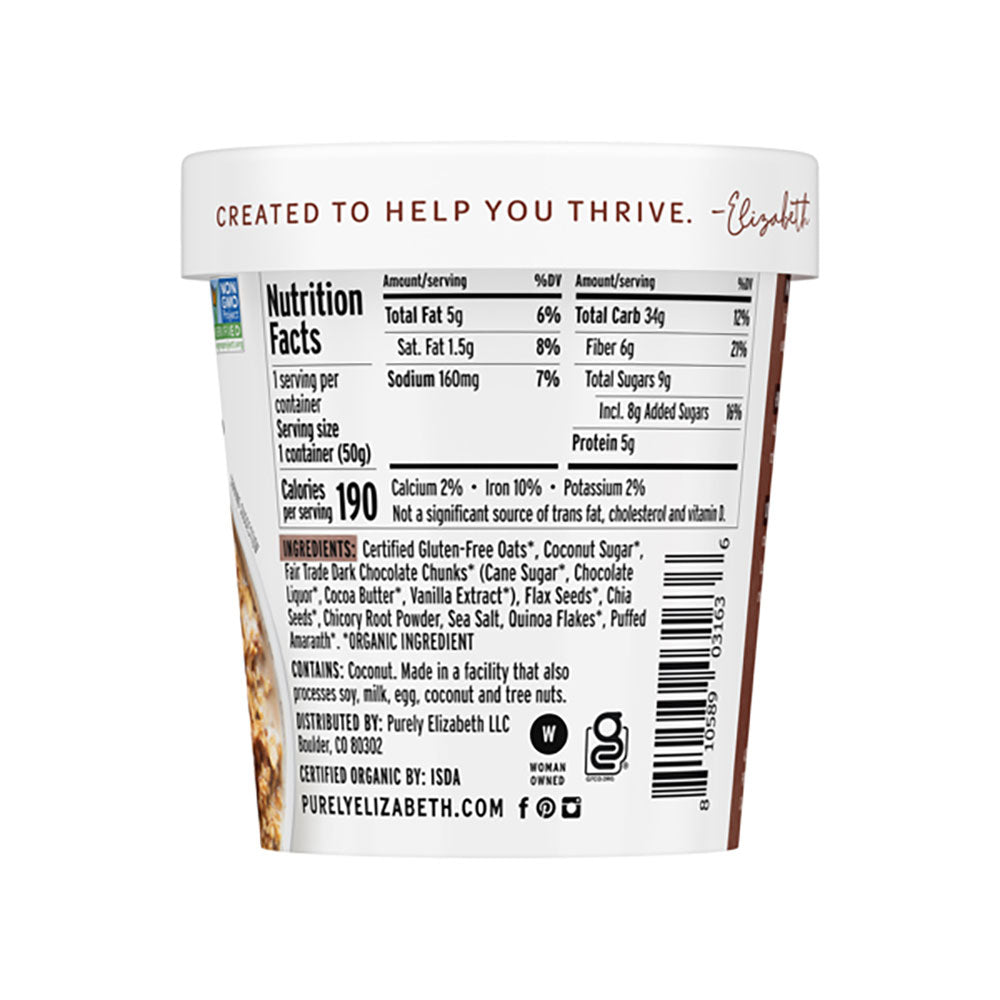 Purely Elizabeth Dark Chocolate Chunk Superfood Oat Cup with Prebiotic Fiber - Fuel Goods